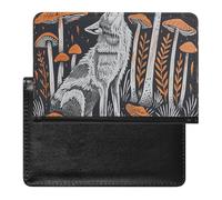 Étui de passeport pour passeport de voyage pour homme et femme avec blocage RFID, loup face à la lune, accessoires de voyage, Loup et champignon, Taille unique
