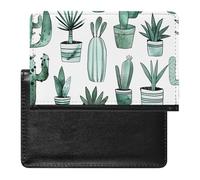 Étui de passeport pour passeport de voyage pour homme et femme avec blocage RFID, loup face à la lune, accessoires de voyage, Cactus et plantes succulentes, Taille unique