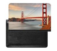 Étui de passeport pour passeport de voyage pour homme et femme avec blocage RFID Motif loup sous la lune, Golden Gate Bridge, Taille unique