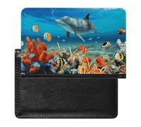 Étui de passeport pour passeport de voyage pour homme et femme avec blocage RFID, motif renard mignon, accessoires de voyage, Bleu dauphins, Taille unique