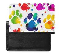 Étui de passeport pour passeport de voyage pour homme et femme avec blocage RFID, motif requins amusants, accessoires de voyage, Motif pattes de chien colorées., Taille unique