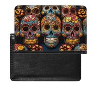 Étui de passeport pour passeport de voyage pour homme et femme avec blocage RFID, papillon et tournesol, accessoires de voyage, Crânes colorés., Taille unique