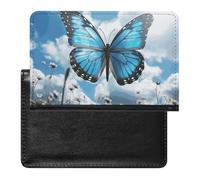 Étui de passeport pour passeport de voyage pour homme et femme, blocage RFID, feuilles d'automne en érable, accessoires de voyage, Papillon bleu et nuages, Taille unique