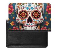 Étui de passeport pour passeport de voyage pour homme et femme - Blocage RFID - Porte-passeport coloré pour perroquet - Accessoires de voyage, Crâne en sucre coloré, Taille unique