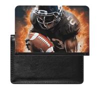 Étui de passeport pour passeport de voyage pour homme et femme - Blocage RFID - Porte-passeport coloré pour perroquet - Accessoires de voyage, Ballon de football américain cool, Taille unique