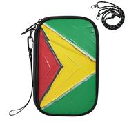 Étui de passeport pour voyage Motif drapeau Guyana Bleu Rouge | Étui de protection étanche pour passeport de voyage avec fente pour carte de vaccination pour homme