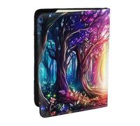 Étui de passeport psychédélique en cuir synthétique avec imprimé arbre magique pour homme et femme, 16,5 cm, Noir , Taille unique