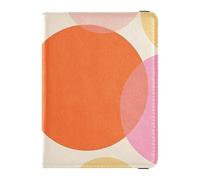 Étui de passeport rond moderne en cuir orange à pois pour voyage, étui de protection pour badge, carte de vaccin, portefeuille pour homme imperméable, Rond à pois orange moderne, 1 size