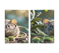 Étui de passeport ultra fin en cuir PU avec lunettes - Motif souris d'Inde - Organiseur de documents de voyage compact de qualité supérieure - Pour homme et femme