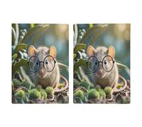 Étui de passeport ultra fin en cuir PU avec lunettes - Motif souris d'Inde - Organiseur de documents de voyage compact de qualité supérieure - Pour homme et femme