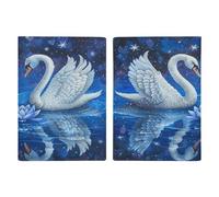 Étui de passeport ultra fin en cuir synthétique avec deux cygnes blancs - Organiseur de documents de voyage compact de qualité supérieure pour passeport international américain - Pour homme et femme