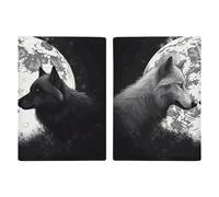 Étui de passeport ultra fin en cuir synthétique avec motif loups sous la lune - Organiseur de documents de voyage compact de qualité supérieure - Housse de protection pour passeport international