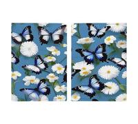 Étui de passeport ultra fin en cuir synthétique avec papillons bleus, fleurs blanches, organiseur de documents de voyage compact de qualité supérieure pour passeport international américain pour homme