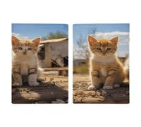 Étui de passeport ultra fin en cuir synthétique pour deux petits chats - Organiseur de documents de voyage compact de qualité supérieure - Housse de protection pour passeport international américain