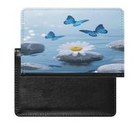 Étui de passeport unique en polyuréthane ultra fin avec motif de fleur et papillon - Facile à transporter - Pour homme et femme