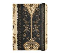 Étui de passeport vintage en cuir noir et doré avec motif floral pour passeport, documents de voyage, étui portefeuille étanche, Motif floral vintage noir et doré, 1 size