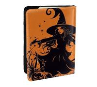 Étui de passeport volant pour Halloween, sorcière pour voyage, étui de passeport RFID en cuir synthétique pour passeport, étui de protection mignon pour passeport pour homme et femme