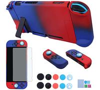 Étui de protection 3 en 1 pour Nintendo Switch et manette Joy-Con avec film de protection d'écran Rouge/bleu