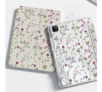Étui de protection à éléments floraux acryliques, beau et adorable, à double face, avec un dos en cristal transparent, compatible avec l'iPad 7e, 8e (10,2 pouces) et 10e génération. Il comporte une fe