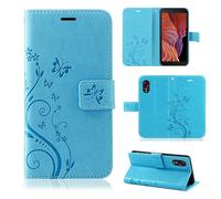 Étui de protection à rabat compatible avec Samsung Galaxy XCover 5 - Avec compartiments pour cartes - Fermeture magnétique - Bleu