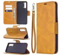 Étui de protection à rabat en cuir synthétique de luxe pour OPPO Find X2 Lite - Avec dragonne - Jaune