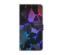 Étui de protection à rabat en cuir synthétique pour Xiaomi Redmi Note 14 Pro 5G/Note 14 Pro+ 5G - Magnétique - Avec compartiment pour cartes - Avec motif - Bleu craquelé