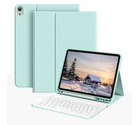 Étui de protection antichoc de couleur unie avec clavier sans fil Bluetooth détachable (150 mAh) avec fente pour stylo, compatible avec Samsung Galaxy Tab, Pad SE (vert menthe). Cadeau de printemps iP