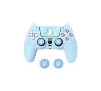 Étui de protection antidérapant en silicone bleu à motif patte de chat pour manette PS5