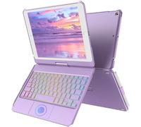 Étui de protection avec clavier tactile pour iPad 9{^>e<^} génération 10,2", touches multi-touch et rétroéclairées, rotation à 360°, porte-crayon, étui de protection avec clavier trackpad rétroéclairé