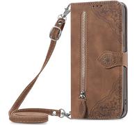 Étui de protection avec cordon tour de cou et fermeture éclair compatible avec Samsung Galaxy A36 - Support et porte-cartes - Bandoulière - 119,4 cm (47")