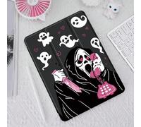 Étui de protection avec motif fantôme d'Halloween, compatible avec les appareils Apple et Étui avec fente pour stylet, prend en charge la fonction de mise en veille/réveil automatique Ipad Mini4,IPad