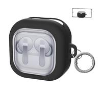 Étui de Protection avec Support pour Samsung Buds4 / Buds4 Pro : Protection Contre Les Chutes, Coque Rigide en PC résistante aux Chocs Couvrant l'ensemble de l'appareil, avec Porte-clés (Noir)