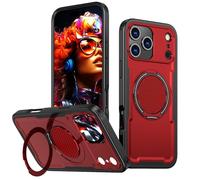 Étui de protection avec support rotatif et pliable pour iP 17 Series - Housse de protection antichoc avec fonction magnétique - Rouge