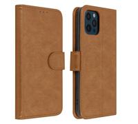 Étui de protection AVIZAR pour Apple iPhone 12 Pro Max - Porte-carte, fonction support - Cuir marron lisse