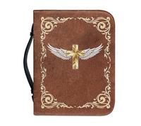 Étui de protection biblique for femme en cuir PU avec kit de journalisation, poche zippée avec poignée, protection imperméable et résistante à l'usure, cadeau chrétien parfait(Pattern H,25.9CM)