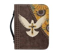 Étui de protection biblique for femme en cuir PU avec kit de journalisation, poche zippée avec poignée, protection imperméable et résistante à l'usure, cadeau chrétien parfait(Pattern G,25.9CM)