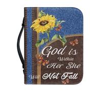 Étui de protection biblique for femme en cuir PU avec kit de journalisation, poche zippée avec poignée, protection imperméable et résistante à l'usure, cadeau chrétien parfait(Pattern J,30.5CM)