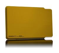 Étui de protection breveté | RFID NFC et bloqueur de champ magnétique | Protection de carte pour cartes de crédit, cartes de débit, cartes d'identité | Couverture de protection des cartes contre le vol de données | Protection des données à 100 % vérifiée par CTC/advanced (membre du groupe RW TÜV) | Gold