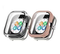 Étui de protection compatible avec Honor Choice - Avec film de protection d'écran anti-rayures - Protection PC rigide pour montre connectée Haylou Watch - Rose + transparent