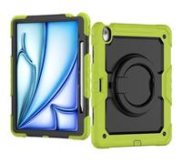Étui de Protection Complet Compatible avec iPad Air 13 Pouces M2 2024 avec Porte-Crayon et Protection d'écran, Coque Robuste et Robuste en Silicone avec poignée rotative(Yellow Green)