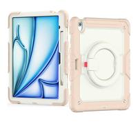 Étui de Protection Complet Compatible avec iPad Air 13 Pouces M2 2024 avec Porte-Crayon et Protection d'écran, Coque Robuste et Robuste en Silicone avec poignée rotative(Rose Gold)