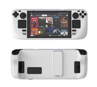 Etui de Protection Complet pour Steam Deck Colorée et agréable à l'œil Etui Kickstand pour Steam Deck OLED Console de Jeux PC Antidérapant et Anti-Rayures Étui Protecteur avec Support (Blanc)
