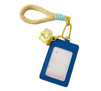 Étui de protection de carte transparent double couche avec lanière réglable, couverture de carte photo en cuir PU imperméable pour étui de badge de bureau scolaire