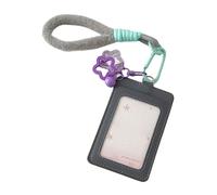 Étui de protection de carte transparent double couche avec lanière réglable, couverture de carte photo en cuir PU imperméable pour étui de badge de bureau scolaire