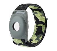 Étui de protection de localisateur sécurisé pour enfant avec un bracelet GPS respirant pour Airtag réglable et résistant à l'usure Bracelet en nylon anti-perte Vert militaire Taille S