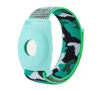 Étui de protection de localisateur sécurisé pour enfant avec un bracelet GPS respirant pour Airtag réglable et résistant à l'usure Bracelet en nylon anti-perte Vert Taille S