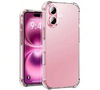 Étui de protection d'écran en silicone rose, couleur unie, transparent, absorbant les chocs, doux et antichoc, compatible avec l' 16 Pro Max. Coque arrière transparente ultra-fine compatible avec Appl