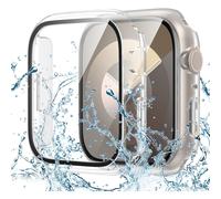 Étui de protection d'écran étanche XiHAMA compatible avec Apple Watch Series 6/5/4/SE 44 mm, contour rigide et verre trempé pour la montre