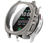 Etui de protection d'écran pour Samsung watch 7 Verre trempé Film et étui de protection de l'écran 2 en 1 Coque protectrice du pare-chocs accessoires pour housse de montre (44mm Couleur acier titane)