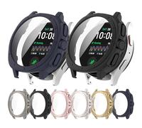 Etui de protection d'écran pour Samsung watch 7 Verre trempé Film et étui de protection de l'écran 2 en 1 Coque protectrice du pare-chocs accessoires pour housse de montre (40mm Bleu nuit)